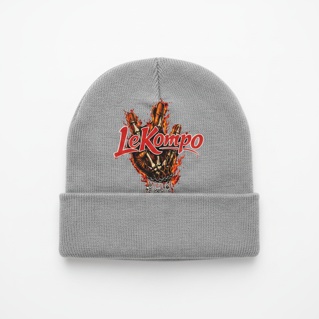 Grey Beanie - Top Logo