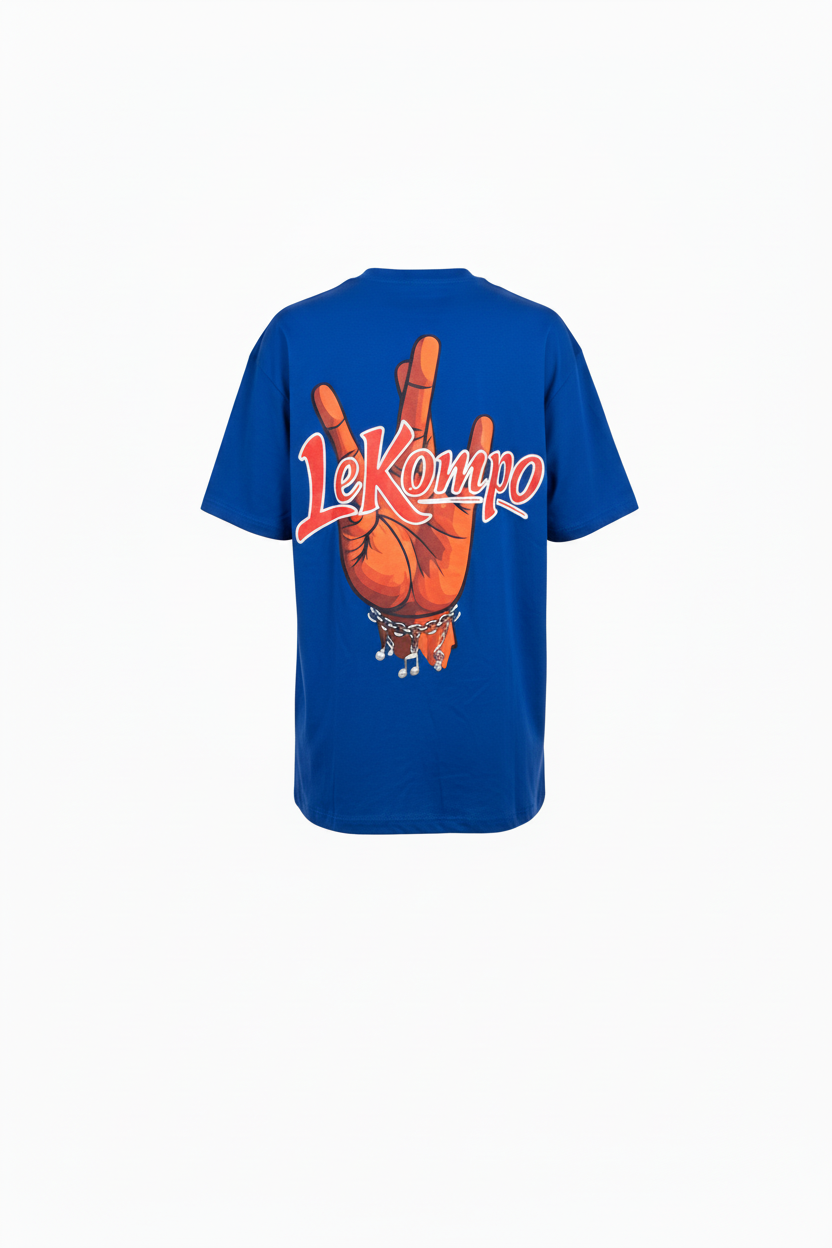 LeKompo Hand Sign Tee – Turquoise Back