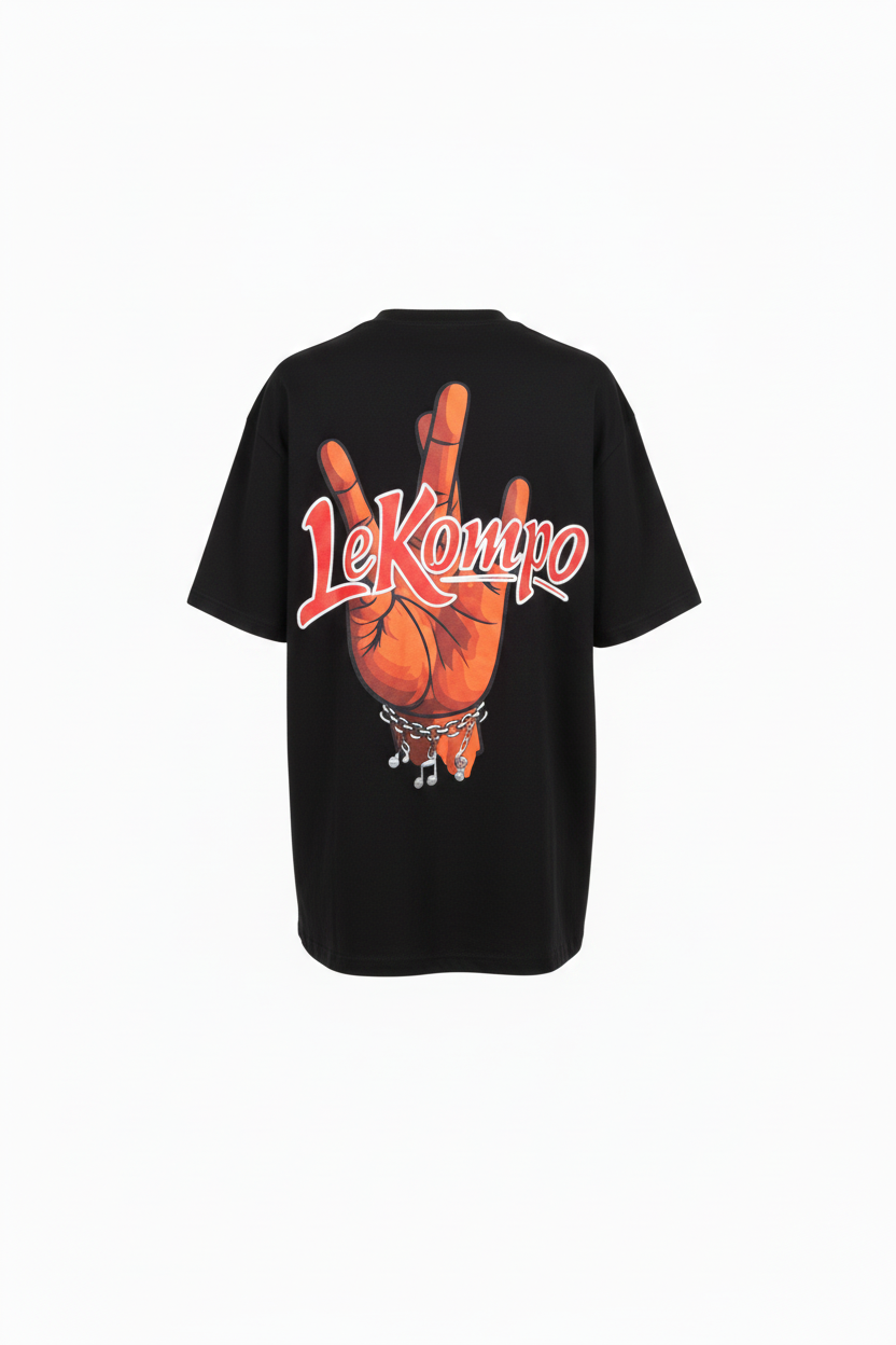 LeKompo Hand Sign Tee – Black Back Oversized