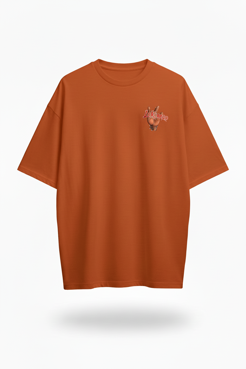 LeKompo Hand Sign Tee – Burnt Orange Front