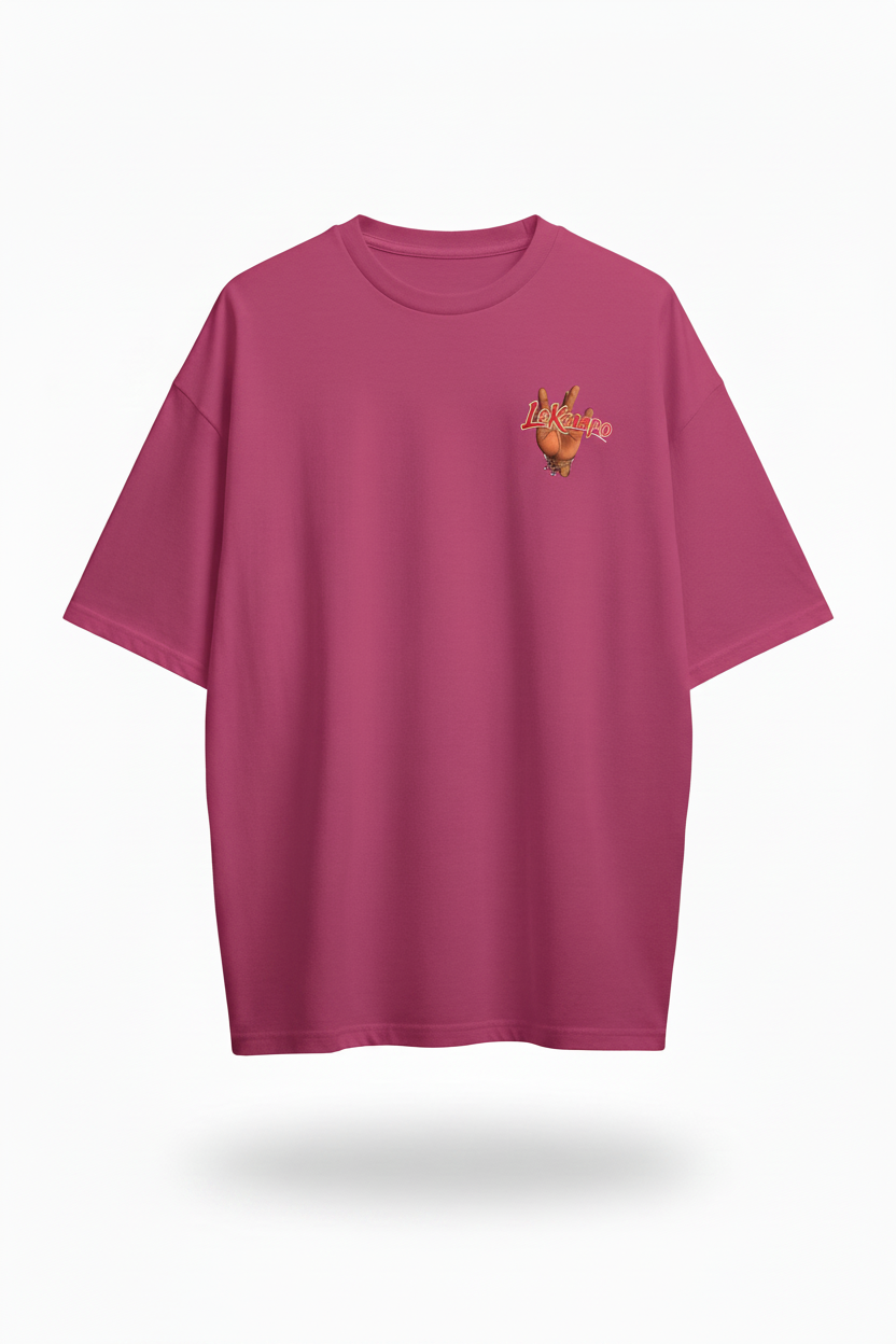 LeKompo Hand Sign Tee – Deep Pink Front
