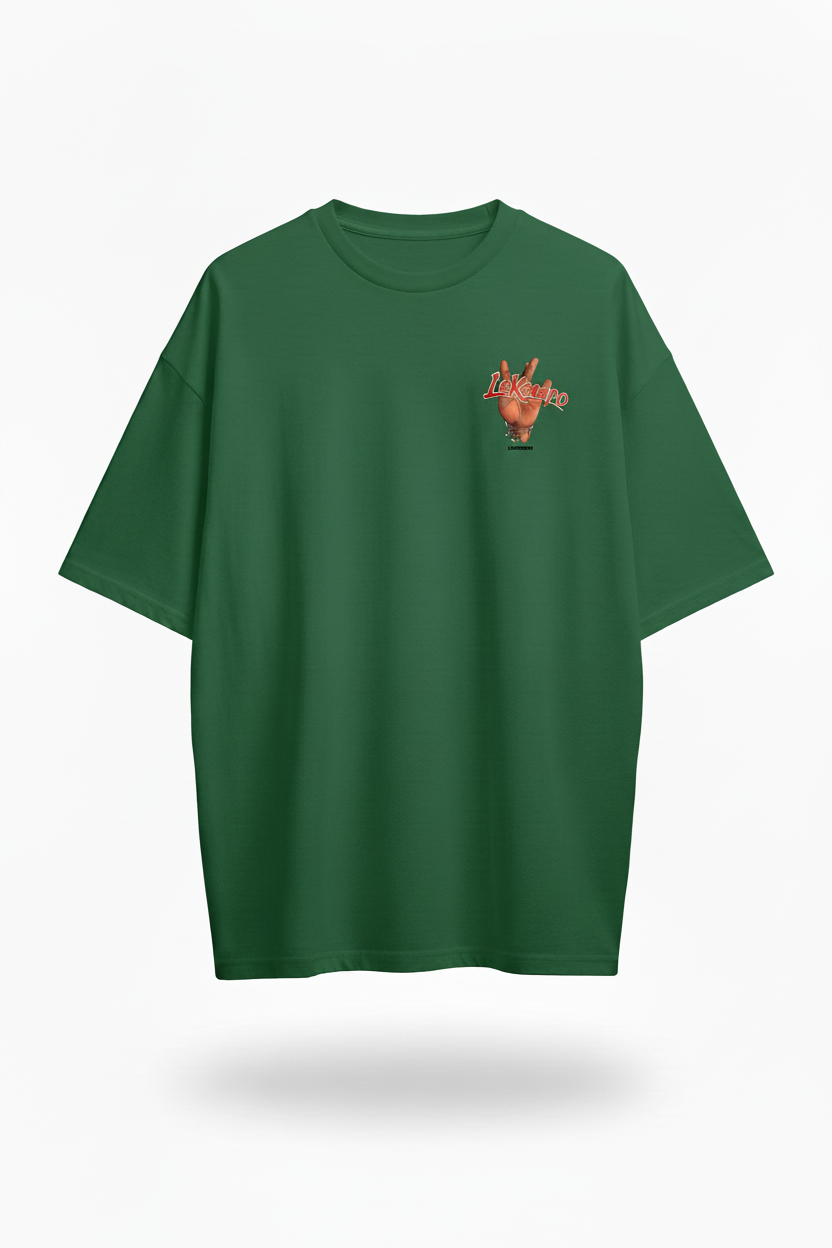 LeKompo Hand Sign Tee – Forest Green Front