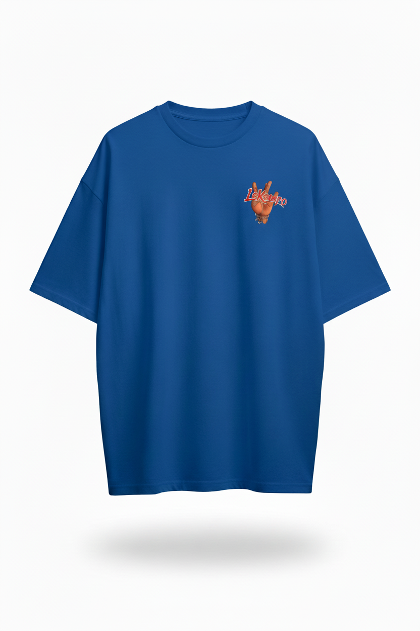 LeKompo Hand Sign Tee – Royal Blue Front
