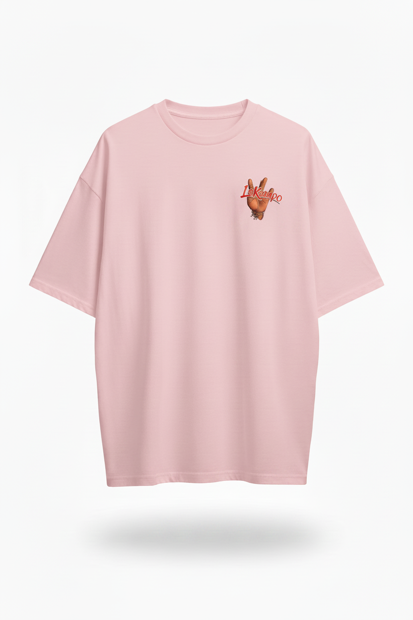 LeKompo Hand Sign Tee – Sweet Pink Front