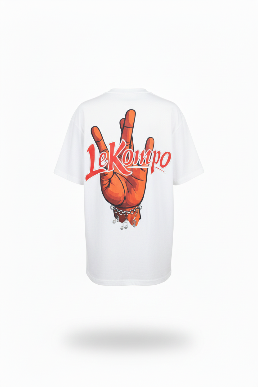 LeKompo Hand Sign Tee – White Back Oversized
