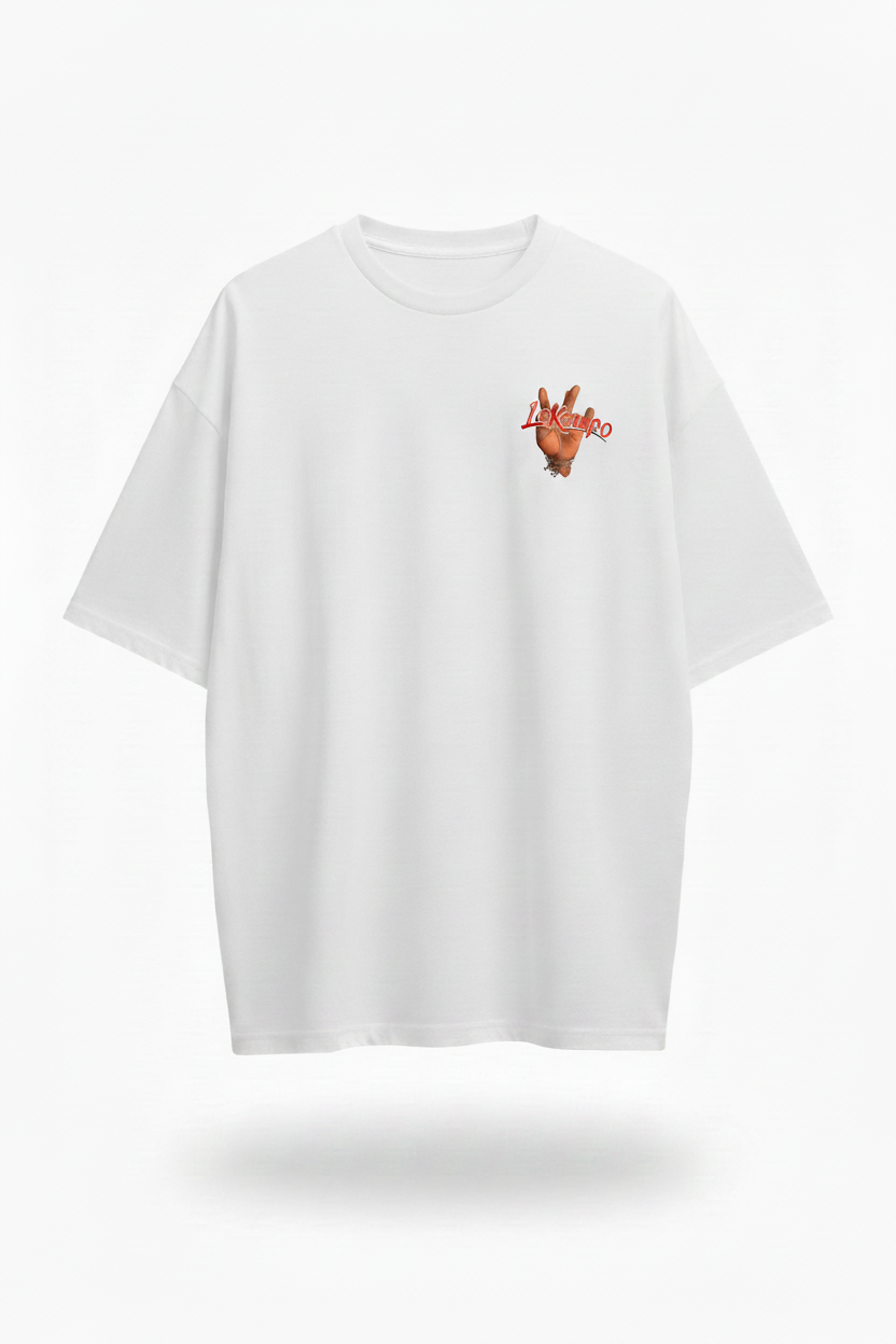 LeKompo Hand Sign Tee – White Front Clean