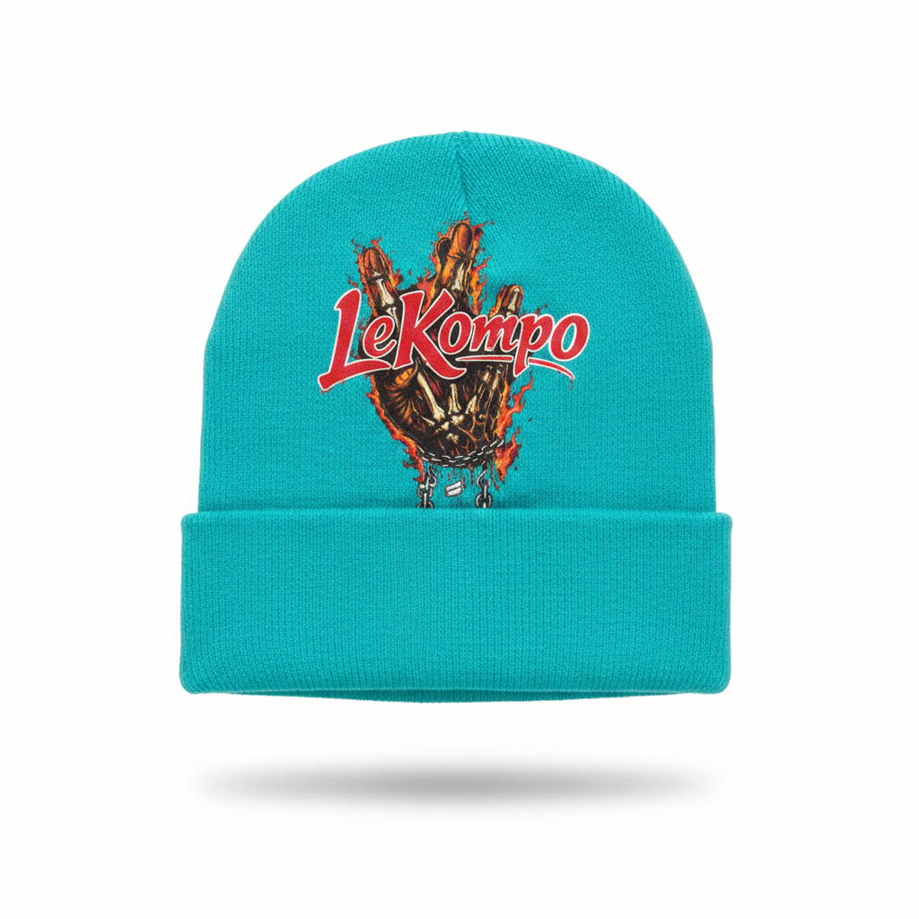 Turquoise Beanie - Top Logo