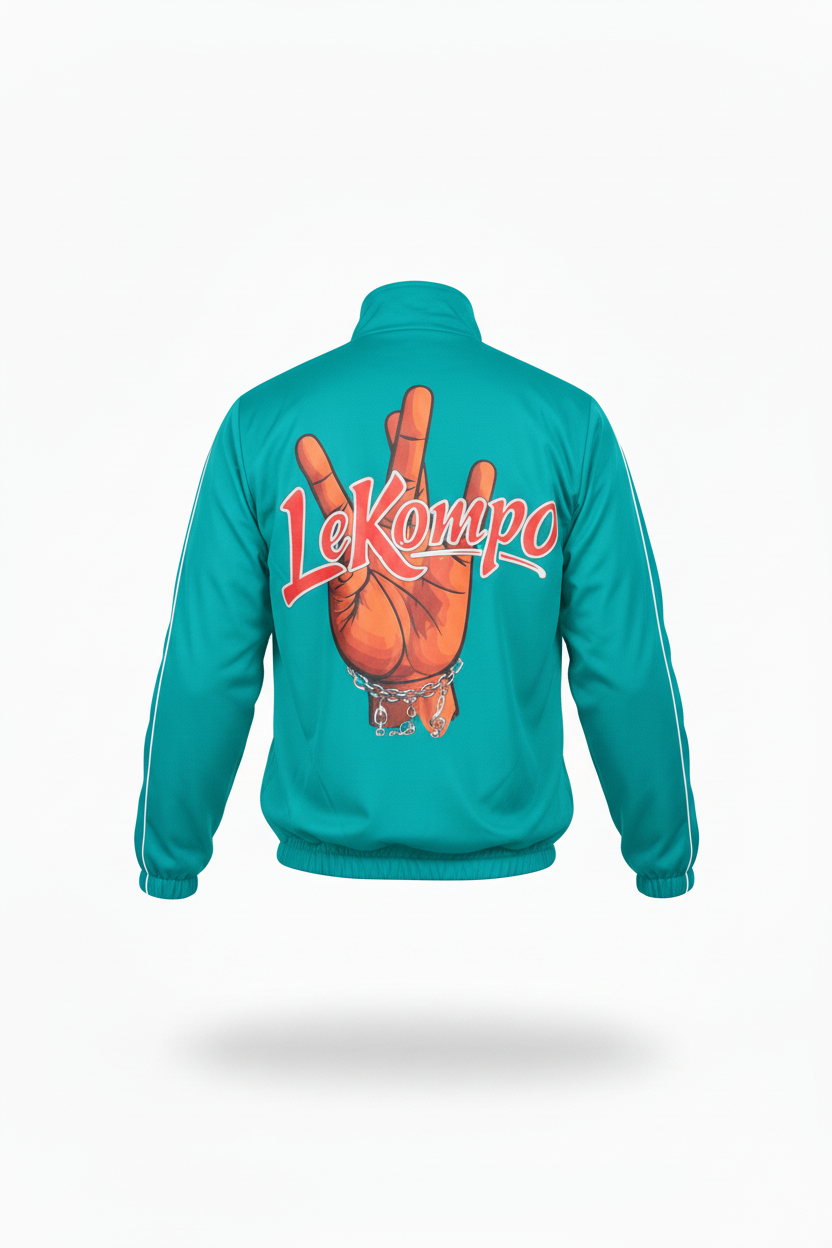 Turquoise Lekompo Tracksuit Jacket - Back View